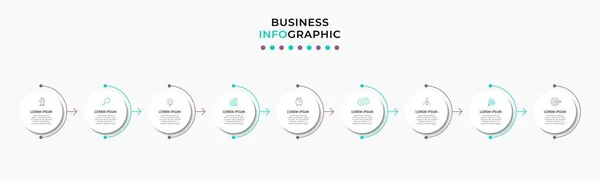 向量Infographic设计用图标和9个选项或步骤来说明业务模板 可用于流程图 工作流布局 流程图 信息图 — 图库矢量图片