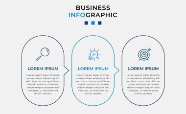 Vector Infographic tasarım iş şablonu simgeleri ve 3 seçenek veya adımla. İşlem şeması, sunumlar, iş akışı düzeni, afiş, akış şeması, bilgi grafiği için kullanılabilir