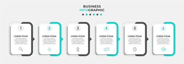 Vector Infographic tasarım iş şablonu simgeleri ve 6 seçenek veya adımla. İşlem şeması, sunumlar, iş akışı düzeni, afiş, akış şeması, bilgi grafiği için kullanılabilir