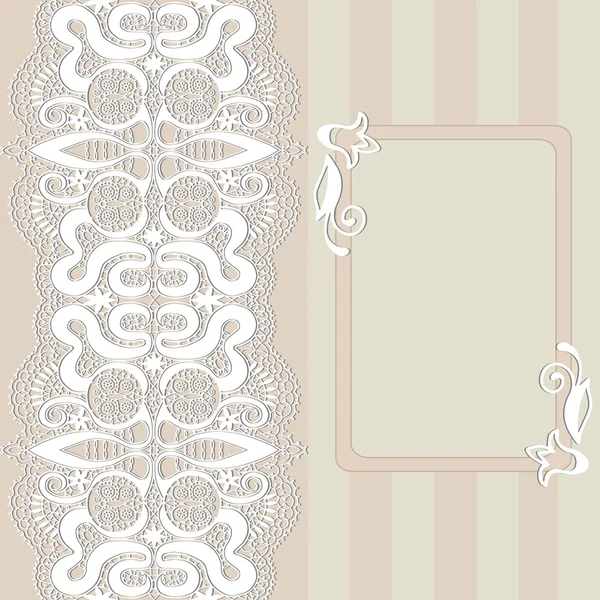 Fondo abstracto, patrón de borde de marco de encaje, diseño de tarjeta de invitación de boda — Vector de stock