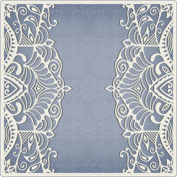 Contexte abstrait, motif de bordure de cadre en dentelle, conception de carte d'invitation de mariage — Image vectorielle