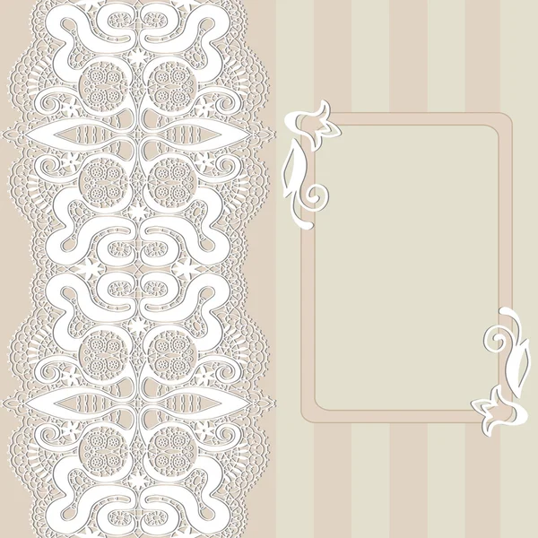 Arka plan, dantelli çerçeve kenarlığı desen, düğün davetiye kartı tasarımı — Stok Vektör