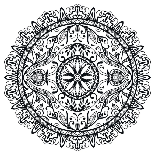 Mandala preto e branco, ornamento étnico tribal, vetor islâmico padrão árabe indiano . —  Vetores de Stock