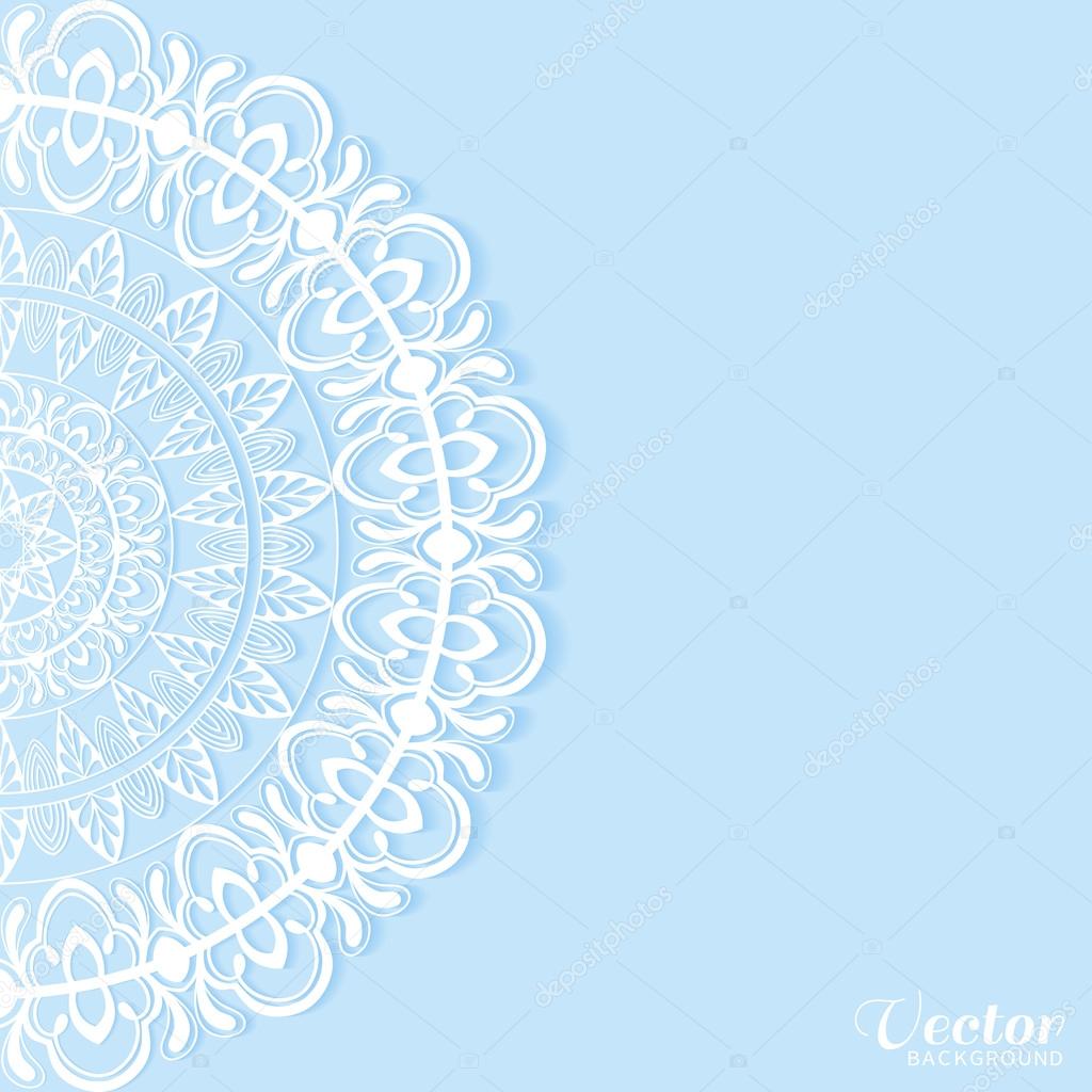 Wedding invitation or greeting card design with lace pattern, ornamental vector illustration