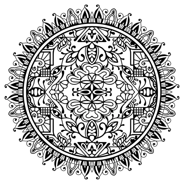 Mandala blanco y negro, ornamento étnico tribal, vector islámico árabe patrón indio . — Archivo Imágenes Vectoriales