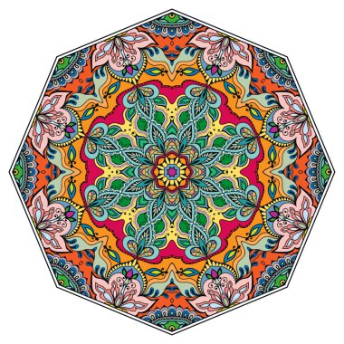 Mandala süsleme, aşiret etnik Arapça Hint tarzı, sekiz yuvarlak dairesel soyut çiçek desenli işaret etti..