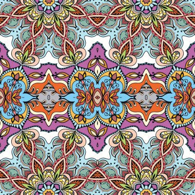 Vektör çiçek geometrik dikişsiz desen, etnik süs