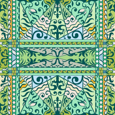 Vektör çiçek geometrik dikişsiz desen, etnik süs