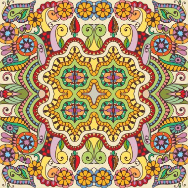 Vektör çiçek geometrik dikişsiz desen, etnik süs