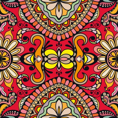 Vektör çiçek geometrik dikişsiz desen, etnik süs