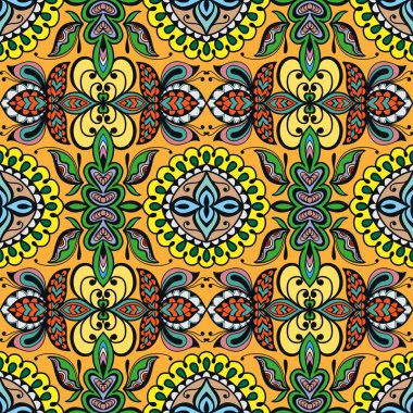 Vektör çiçek geometrik dikişsiz desen, etnik süs