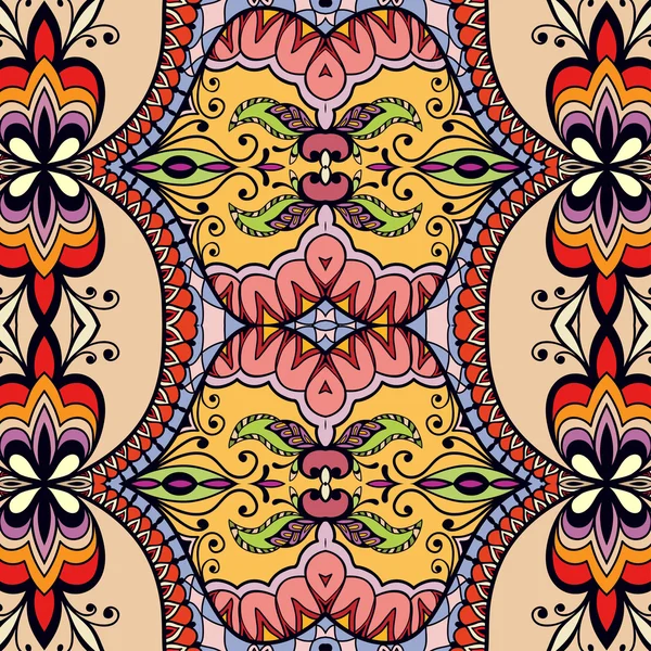 Motif géométrique floral vectoriel sans couture, ornement ethnique — Image vectorielle