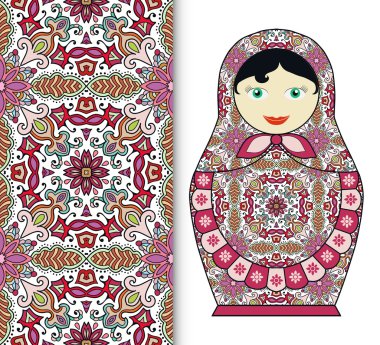 Rus bebek Oyuncak Hediyelik eşya, kesintisiz geometrik çiçek desenli