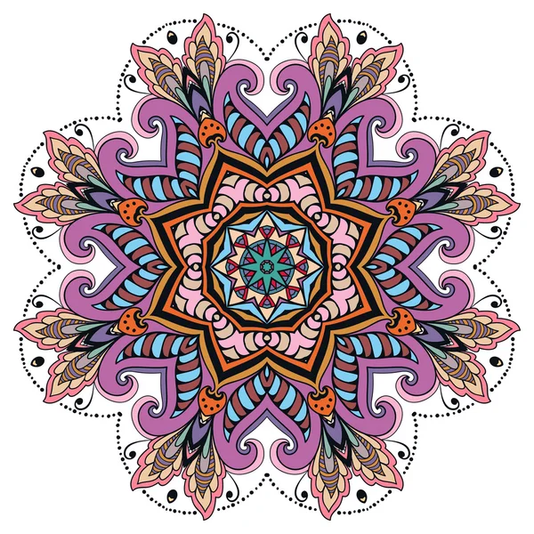 Mandala kerek dísz, geometriai körkörös virágmintás — Stock Vector