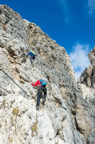 Wspinaczka w skale Dolomity - portret — Zdjęcie stockowe