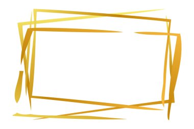 Vektör Altın El Basit Dikdörtgen Çerçeve, broşür, el ilanı, arkaplan, vs. için, beyaz üzerine izole