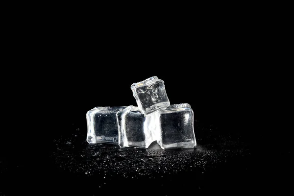 Wet Artificial Fake Ice Cube Black Background — Foto de Stock