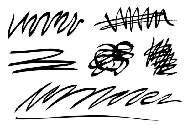 Tasarım elemanınız için 7 Vektör Scribble Satırı Soyut Şekil El Çizimi Çizimi