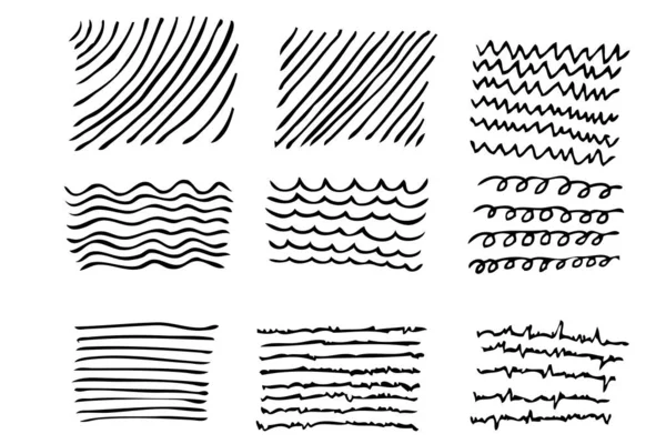 Vector Scribble Hand Draw Sketch Patrón Onda Diagonal Rizado Afilado — Vector de stock