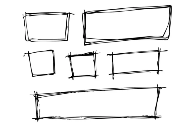 Vektor Scribble Hand Draw Sketch Square Och Rektangel Ram För — Stock vektor