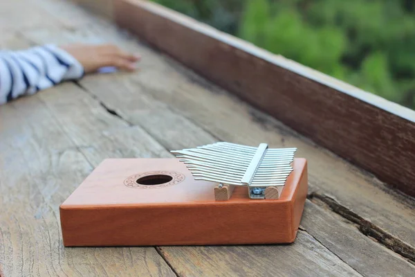 Kalimba, acoustic music instrument from africa and at Wood Desk near Pancar Mountain, West Java Indonesia