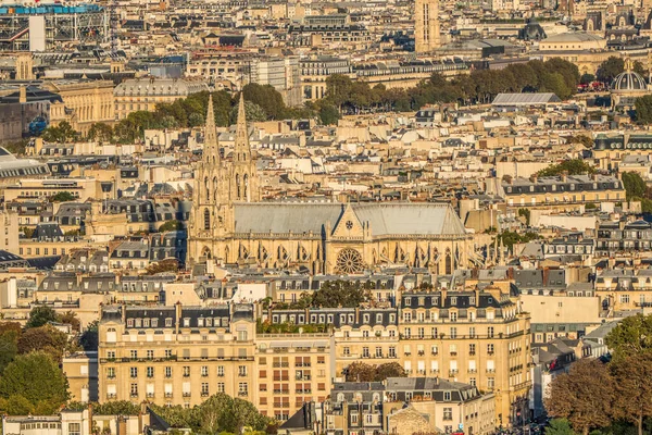 Vue Aérienne Paris Avec Une Belle Église Depuis Sommet Tour — Photo