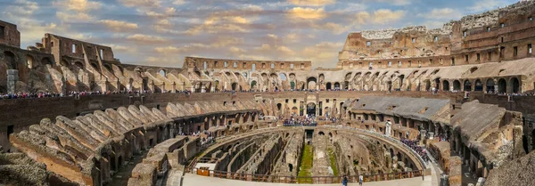 Roma Itália 2017 Vista Panorâmica Extra Interior Coliseu Pôr Sol — Fotografia de Stock