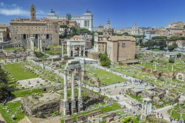 Roma Forumunun harabelerinin havadan panoramik görüntüsü