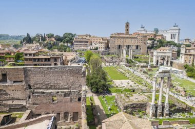 Roma Forumunun harabelerinin havadan panoramik görüntüsü