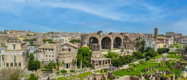 Надзвичайний Панорамний Вид Руїн Римського Форуму — стокове фото
