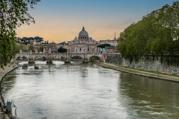 Tevere River Vatican Background Sunset — Stock Photo, Image