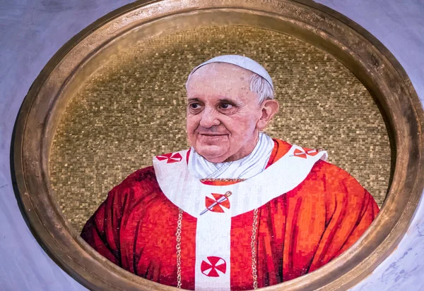 Mosaico Que Representa Papa Francisco Roma — Foto de Stock