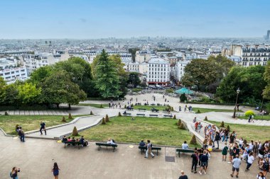 Paris, Fransa - 09-10-2018: Montmartre 'den Paris' in panoramik manzarası