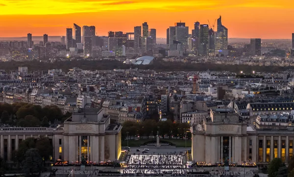 Luchtfoto Van Defense Parijs Bij Zonsondergang — Stockfoto