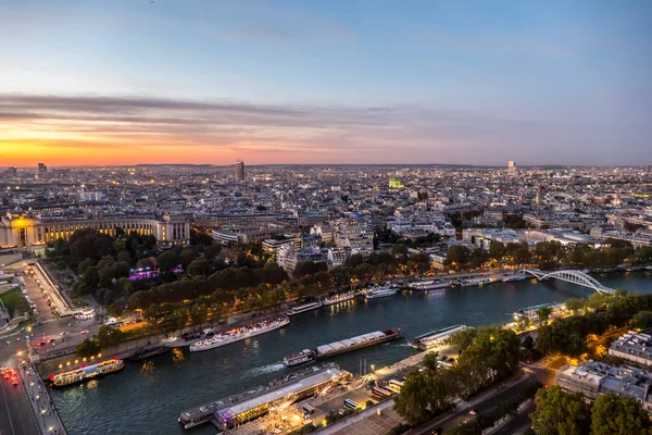 París Francia 2018 Vista Aérea Del Río Sena Atardecer —  Fotos de Stock