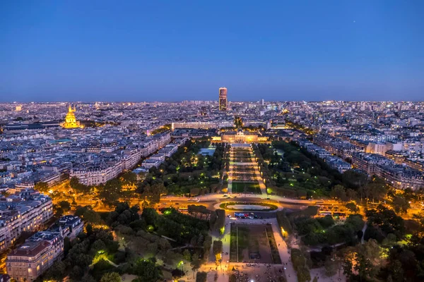 Luchtfoto Van Parijs Nachts Vanaf Tour Eiffel — Stockfoto