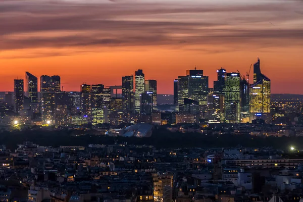 Luchtfoto Van Defense Parijs Bij Zonsondergang — Stockfoto