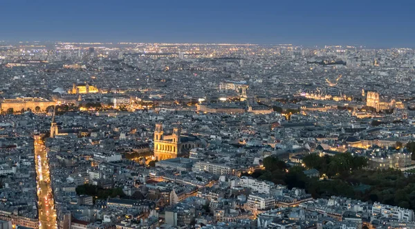 Vista Aérea París Atardecer Con Ciudad Iluminada — Foto de Stock