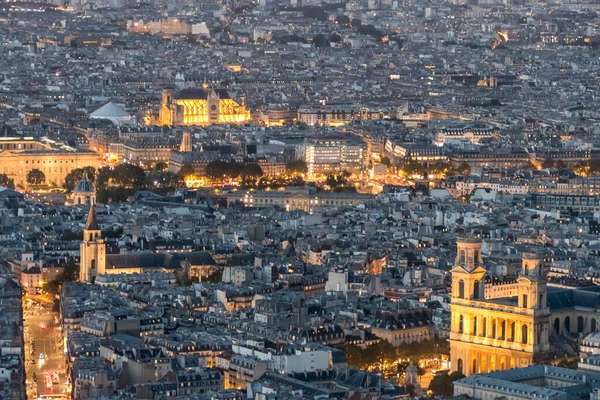 Vista Aérea París Atardecer Con Ciudad Iluminada — Foto de Stock