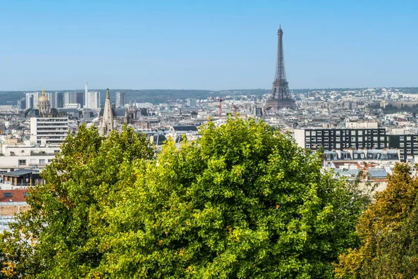 Park Belleville Panoramą Paryża Tle — Zdjęcie stockowe