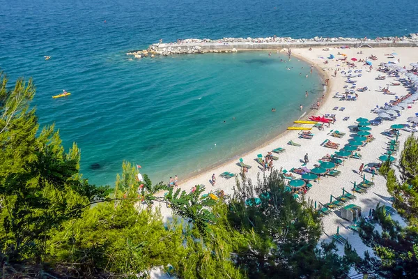 Sirolo Italien 2014 Luftaufnahme Des Urbani Strandes Sirolo Unter Dem — Stockfoto