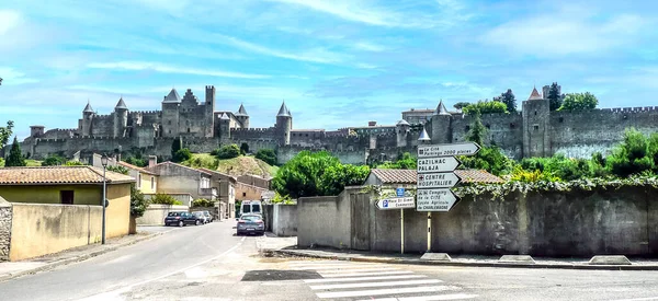 Carcassonne Frankrijk 2014 Panoramisch Uitzicht Het Historische Centrum Van Carcassonne — Stockfoto
