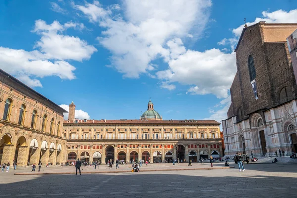 Bolonia Włochy 2021 Piękny Plac Maggiore Bolonii — Zdjęcie stockowe