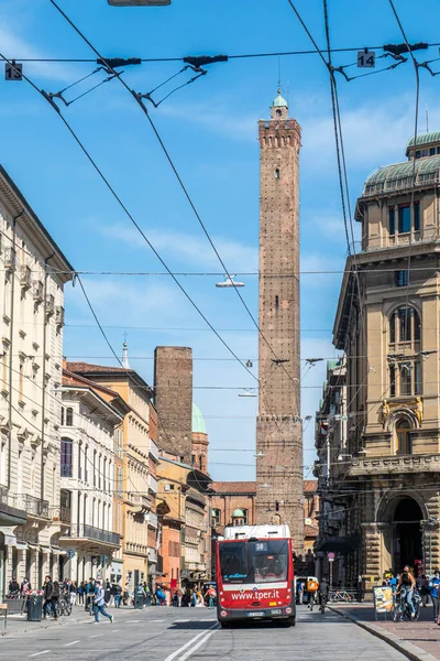 Bologna Italy 2021 Prettufuli Asinelli Tower Bologna — стокове фото