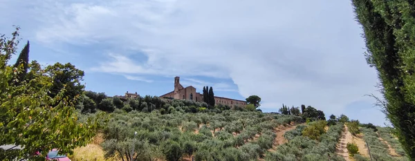 Colinas Torno San Gimignano Com Casas Históricas — Fotografia de Stock