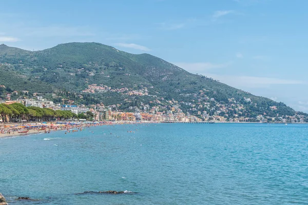 Alassio Italia 2021 Paisaje Alassio Con Hermosa Playa — Foto de Stock