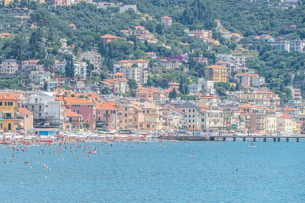 Alassio Talya 2021 Alassio Nun Güzel Plajıyla Manzarası — Stok fotoğraf