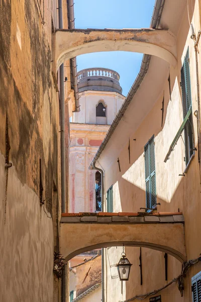 Ancienne Rue Avec Arches Dans Centre Historique Diano Castello — Photo