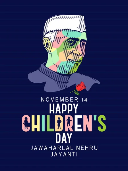 Kinderdag Als Eerbetoon Kinderdag Wordt Gevierd Eerste Premier Van India — Stockvector