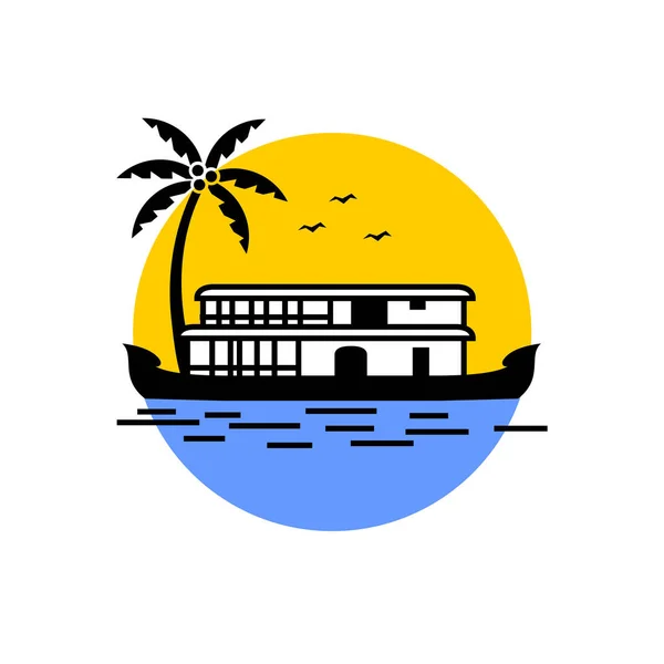 Kerala House Boot Backwater Kleur Vector Ontwerp — Stockvector